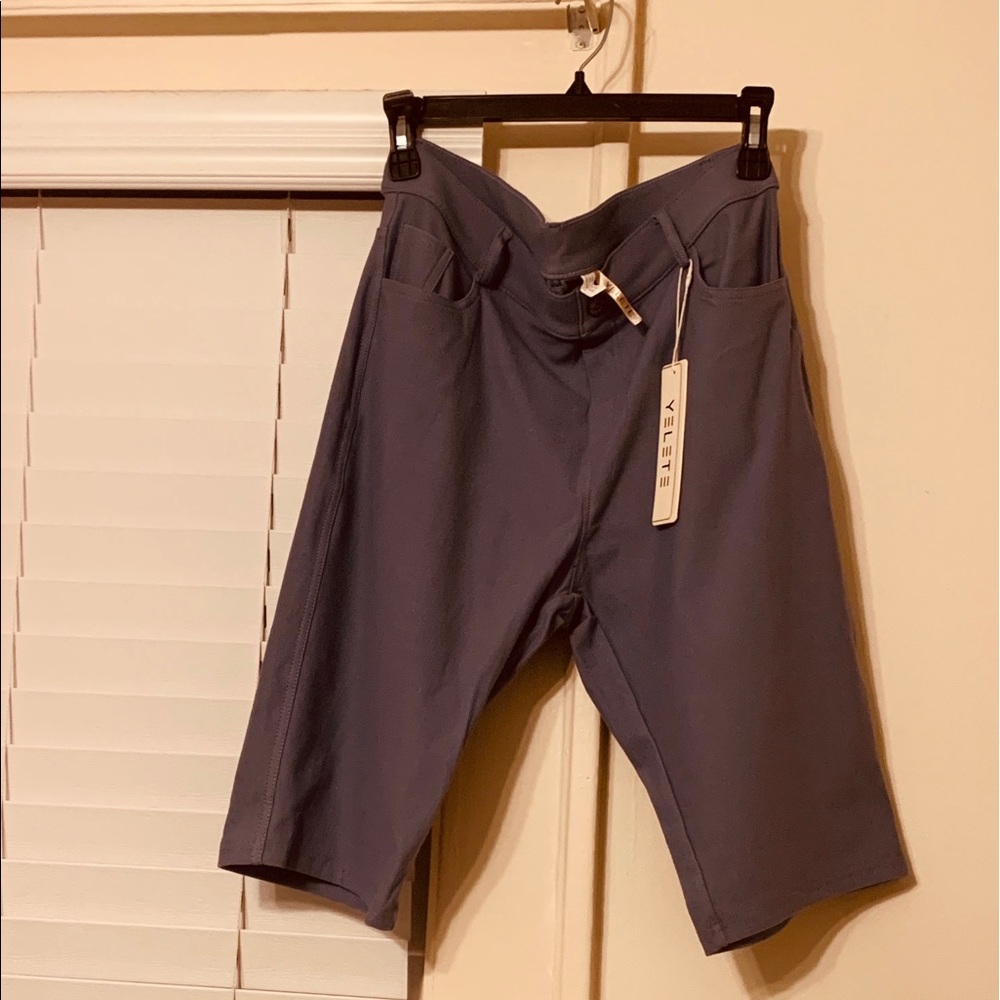 Yelete baby blue stretch Bermuda style shorts